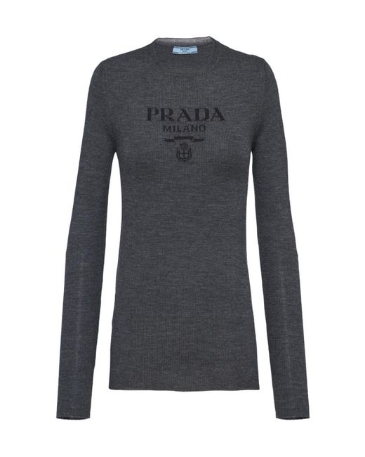 Prada Black Superfine Wool Crew-Neck Sweater