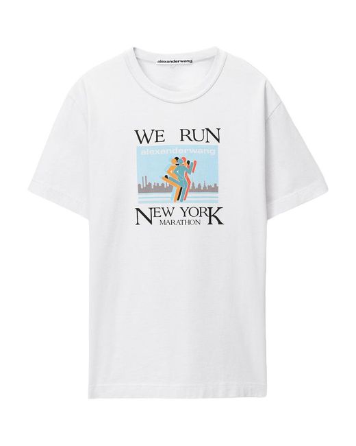 Alexander Wang White Logo Printed Crewneck T-Shirt