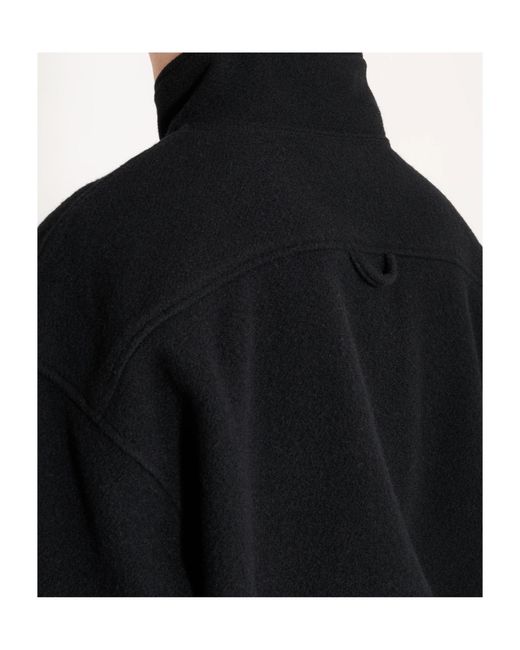 Rier Black Half-Zip Wool Sweatshirt for men