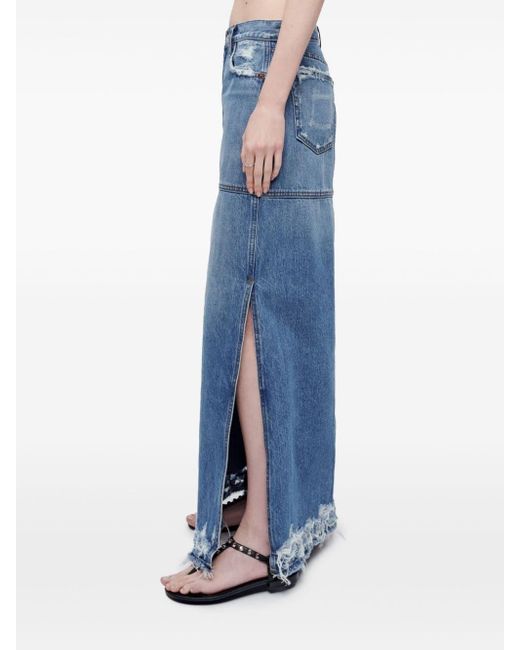 Re/done Blue Split Mid-Rise Denim Skirt