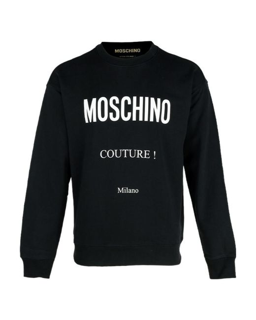 Moschino Black Embroidered Crewneck Sweatshirt for men