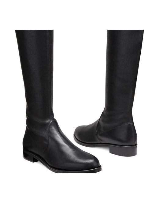 Stuart Weitzman Black Round-Headed Knee-Crossing Boots