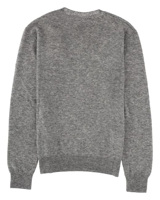 Saint Laurent Gray V-Neck Knitwear