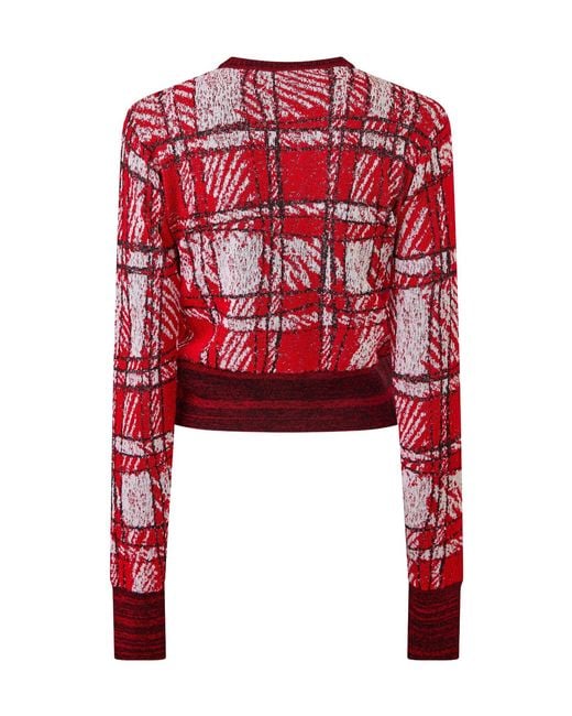 Vivienne Westwood Red Check Cropped Knit Cardigan