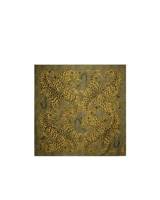Saint Laurent Green Leopard-Print Silk Scarf