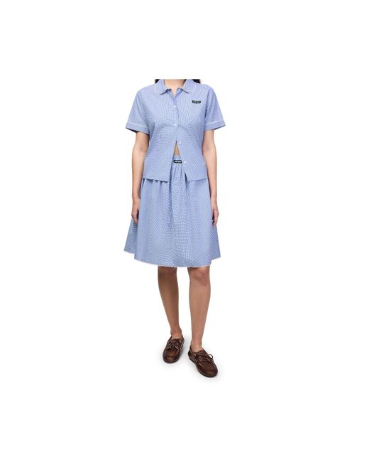 Miu Miu Blue Logo Detail Midi Skirt