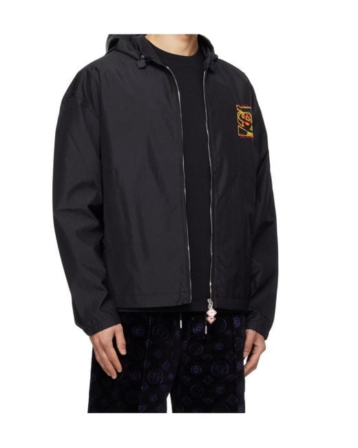Casablanca Black Heat Map Ripstop Hooded Jacket for men