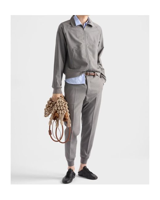 Prada Gray Triangle-Patch Trousers for men