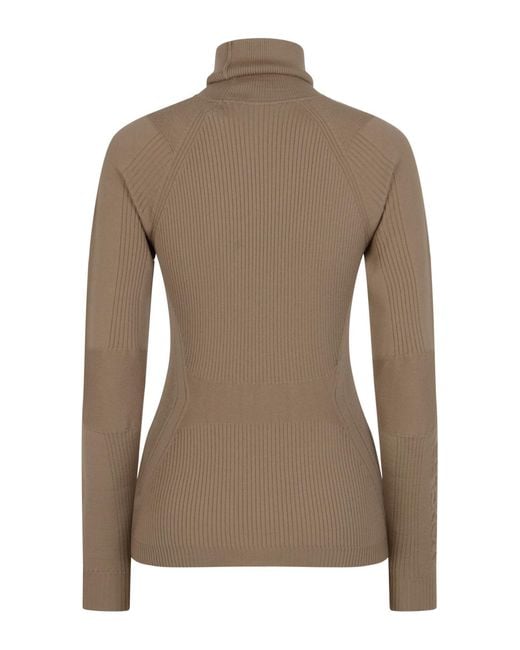 Moncler Brown Grenoble Logo Embroidered Polo Neck Jumper