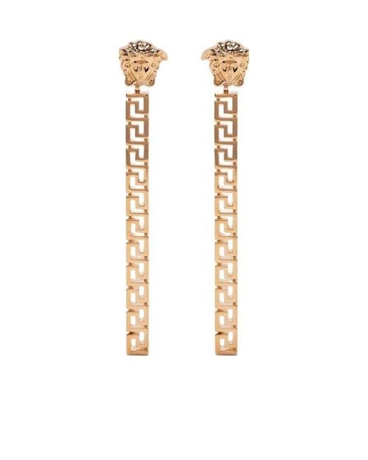 Versace Metallic Medusa-Head Greca Earrings