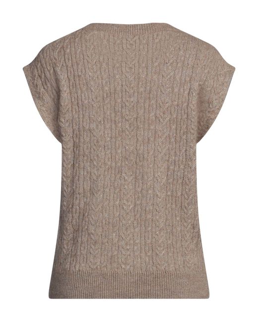 Brunello Cucinelli Gray Solid Color Metallic Knit Short-Sleeve T-Shirt