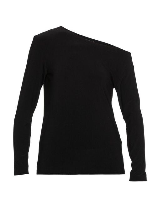 Norma Kamali Black Drop Shoulder Long-Sleeve Top