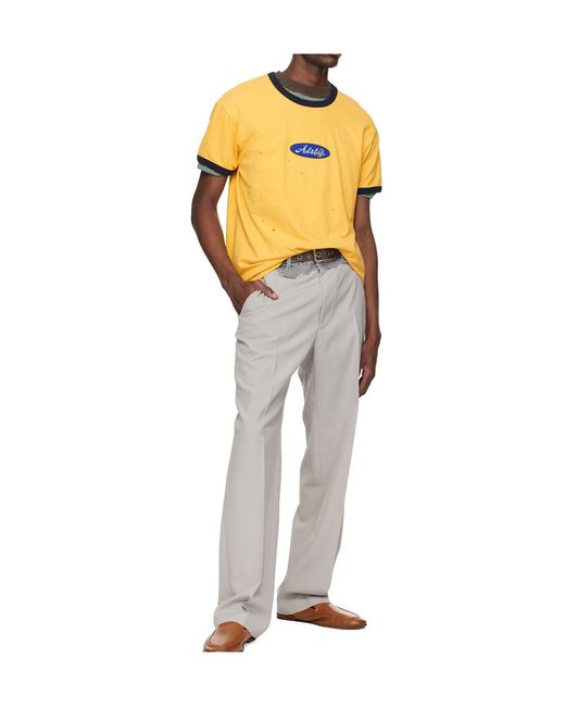 ANDERSSON BELL Yellow Logo Patch Crew Neck T-Shirt for men