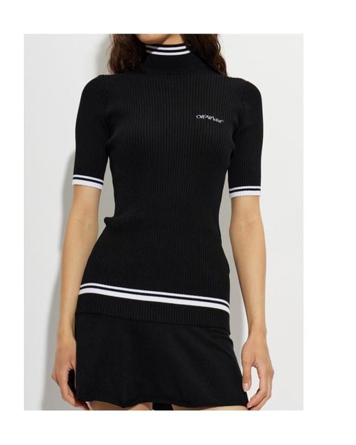 Off-White c/o Virgil Abloh Black Short-Sleeved High-Neck Knit Top