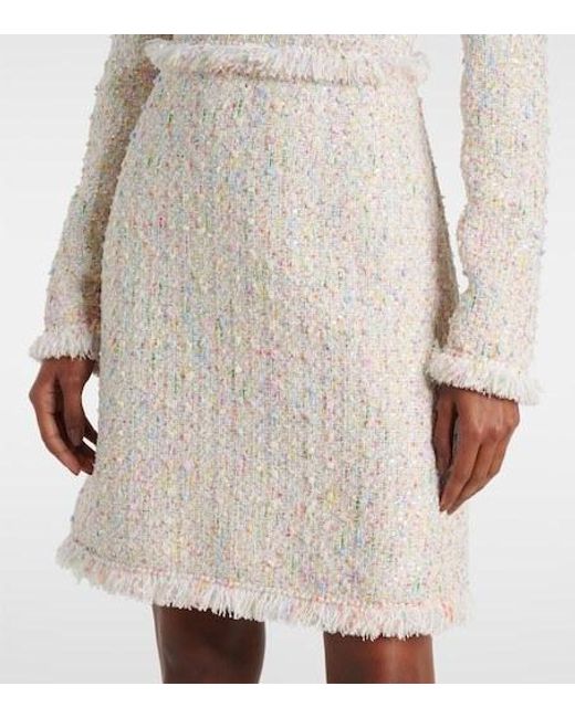 Giambattista Valli White Tassel Boucle Mini Dress