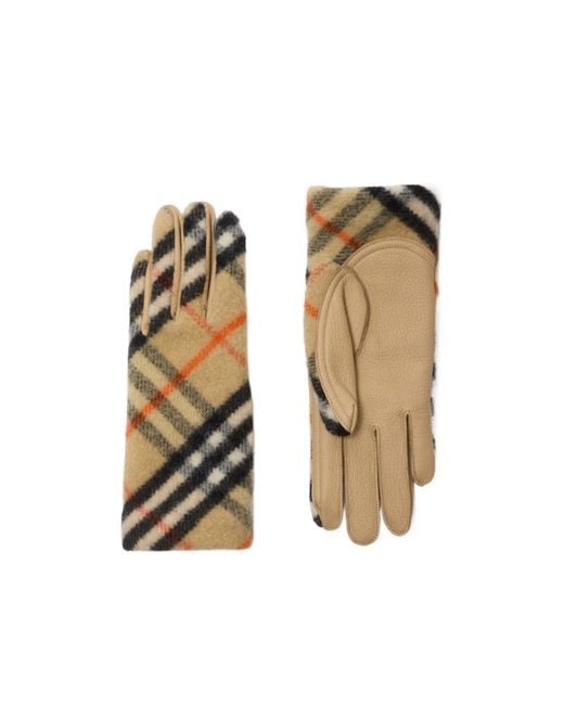 Burberry Metallic Checkered Panelled Gloves