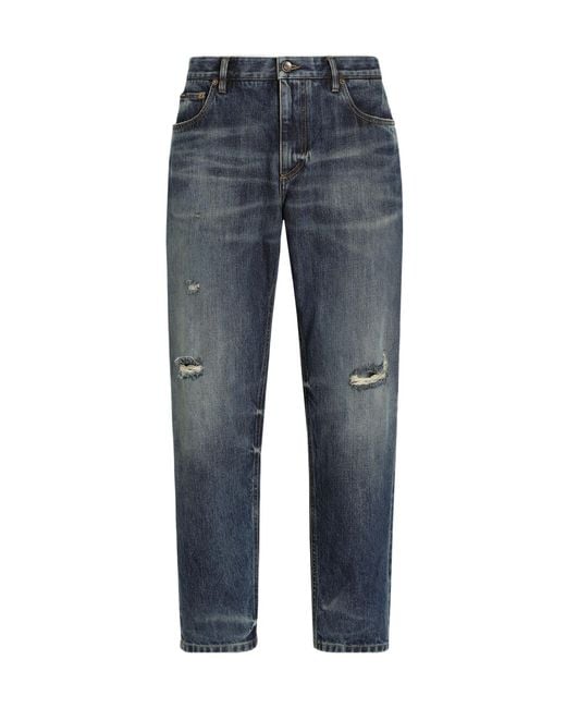 Dolce & Gabbana Blue Denim Trousers for men