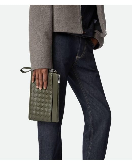 Bottega Veneta Green Intrecciato Prism Pouch for men