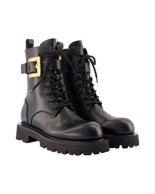Balmain Black Ranger Anthem Buckle-Strap Ankle Boots