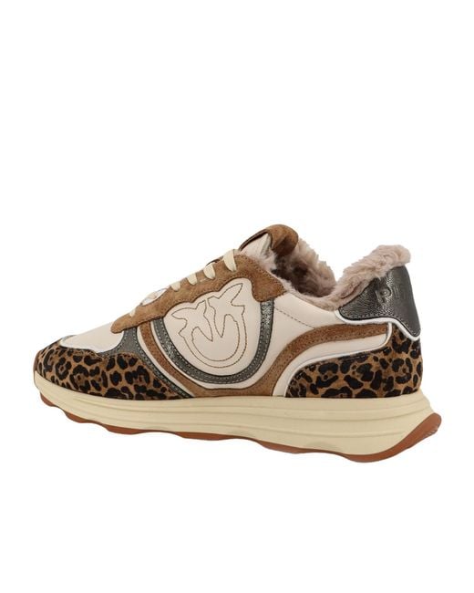 Pinko Brown Zoe 01 Leather Low-Top Sneakers