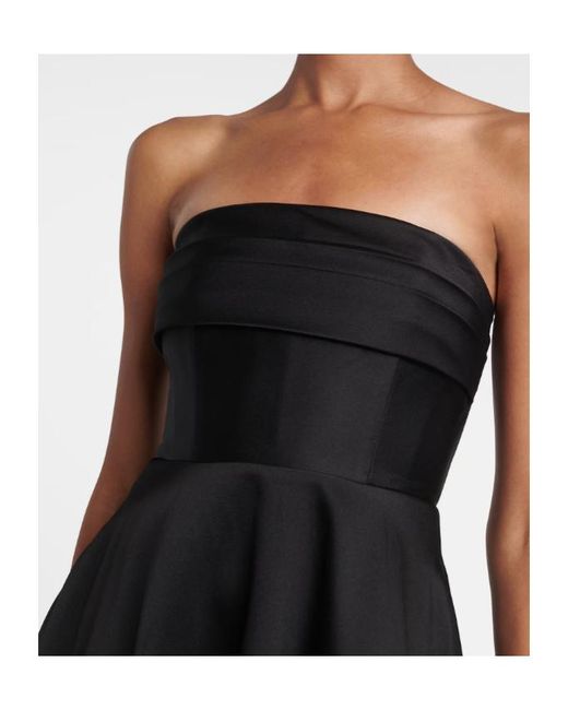 Roland Mouret Black Pleated Taffeta Corset Gown