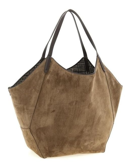 Brunello Cucinelli Brown Monile Reversible Shopping Bag