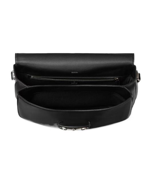 Gucci Black Horsebit 1955 Aura Large Crossbody Bag for men