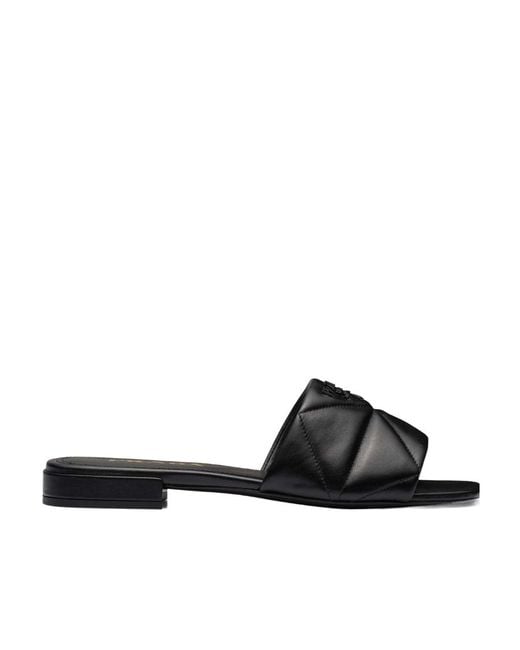 Prada Black Quilted Nappa Leather Sabots