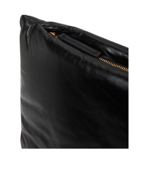 Bottega Veneta Black Logo Square Clutch
