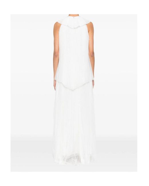 Fabiana Filippi White Sleeveless Long Tulle Dress
