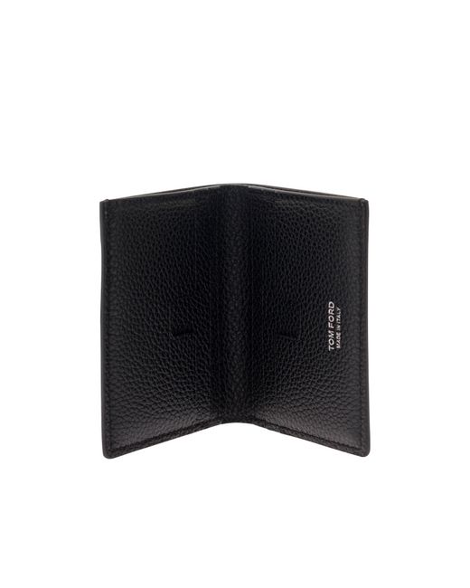 Tom Ford Black Logo Printed Bi-Fold Wallet for men