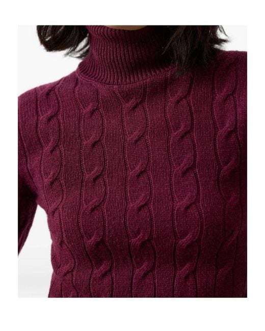 Ralph Lauren Red Cable-Knit Roll-Neck Sweater