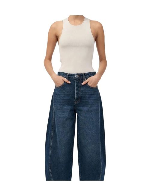 St. Agni Blue Ribbed Racer-Back Top