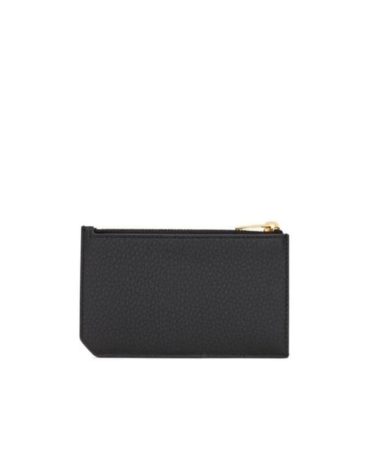 Saint Laurent Black Tiny Cassandre Franments Zip Card Case for men