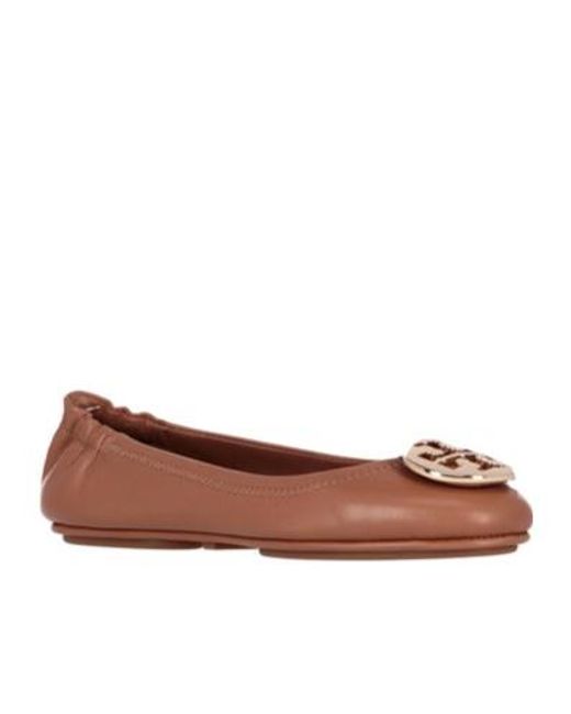 Tory Burch Brown Minnie Travel Ballet Flats