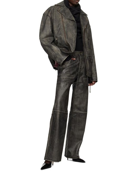 Acne Black Faded Leather Pants for men