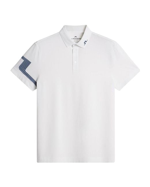 J.Lindeberg White Short-Sleeved Polo Shirt for men