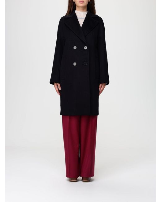 Max Mara Black Studio Agenda Double-Breasted Long Coat