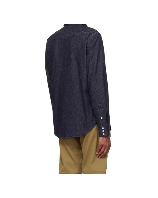 RRL Blue Long-Sleeved Denim Shirt for men