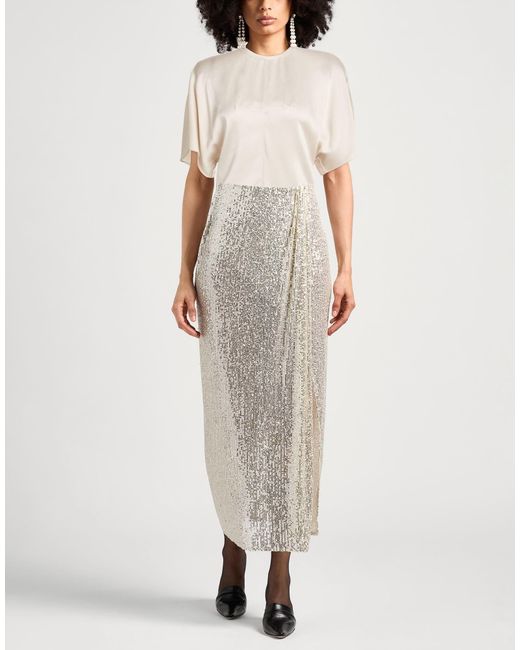 Isabel Marant White Solid Color Satin Short Sleeve Top