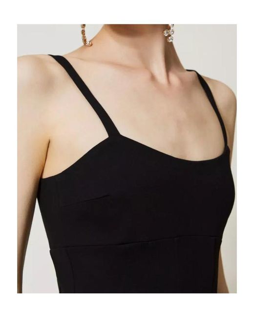 Twinset Black Shoulder-Strap Mini Dress