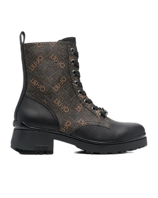 Liu Jo Black New Nancy Monogram-Print Boots