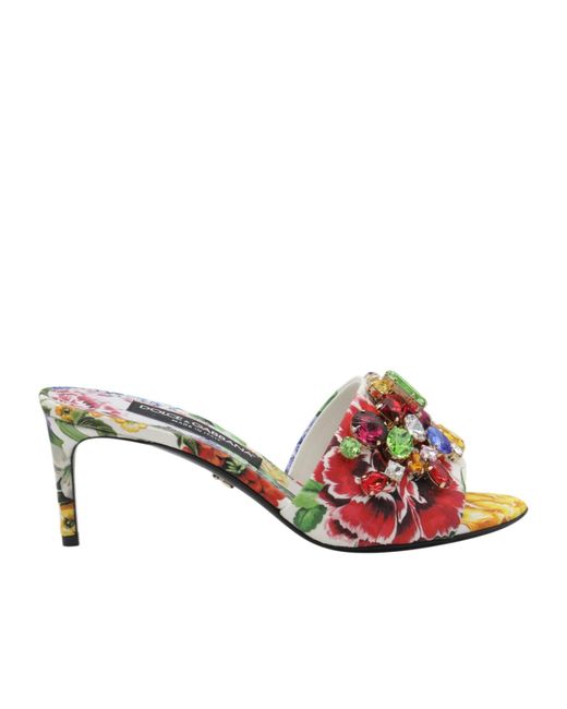 Dolce & Gabbana Multicolor Floral Embellished Mules
