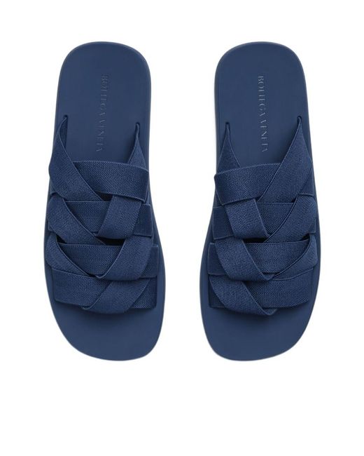 Bottega Veneta Blue Logo Stretch Slippers for men