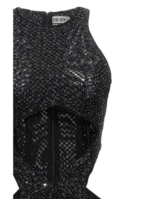 The Attico Black The Sequin Embellished Sleeveless Dress