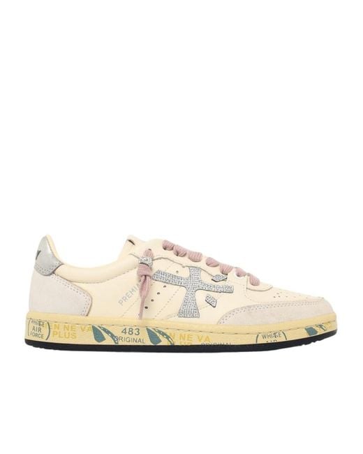 Premiata White 'Bskt Clay' Leather Sneakers