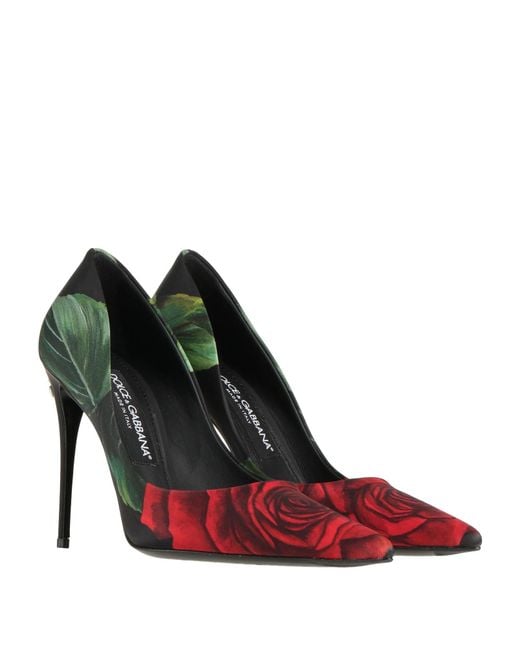 Dolce & Gabbana Green Pointed-Toe Floral High Heels