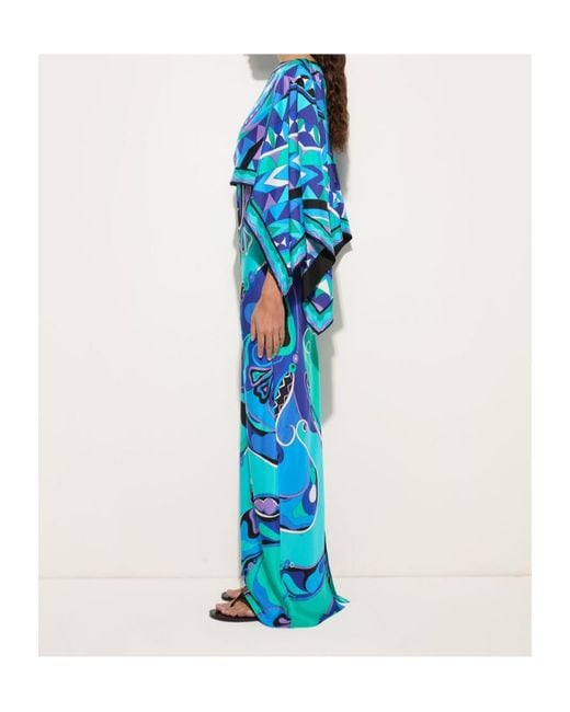 Emilio Pucci Blue Pucci Geometric Print Long Dress