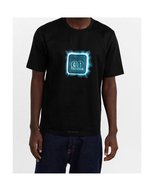 C P Company Black Logo Crew Neck T-Shirt for men