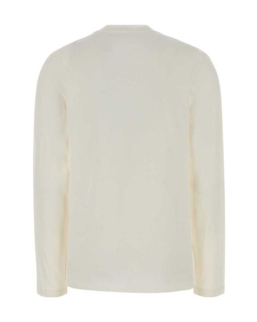 Jil Sander White Logo Printed Long-Sleeved T-Shirt